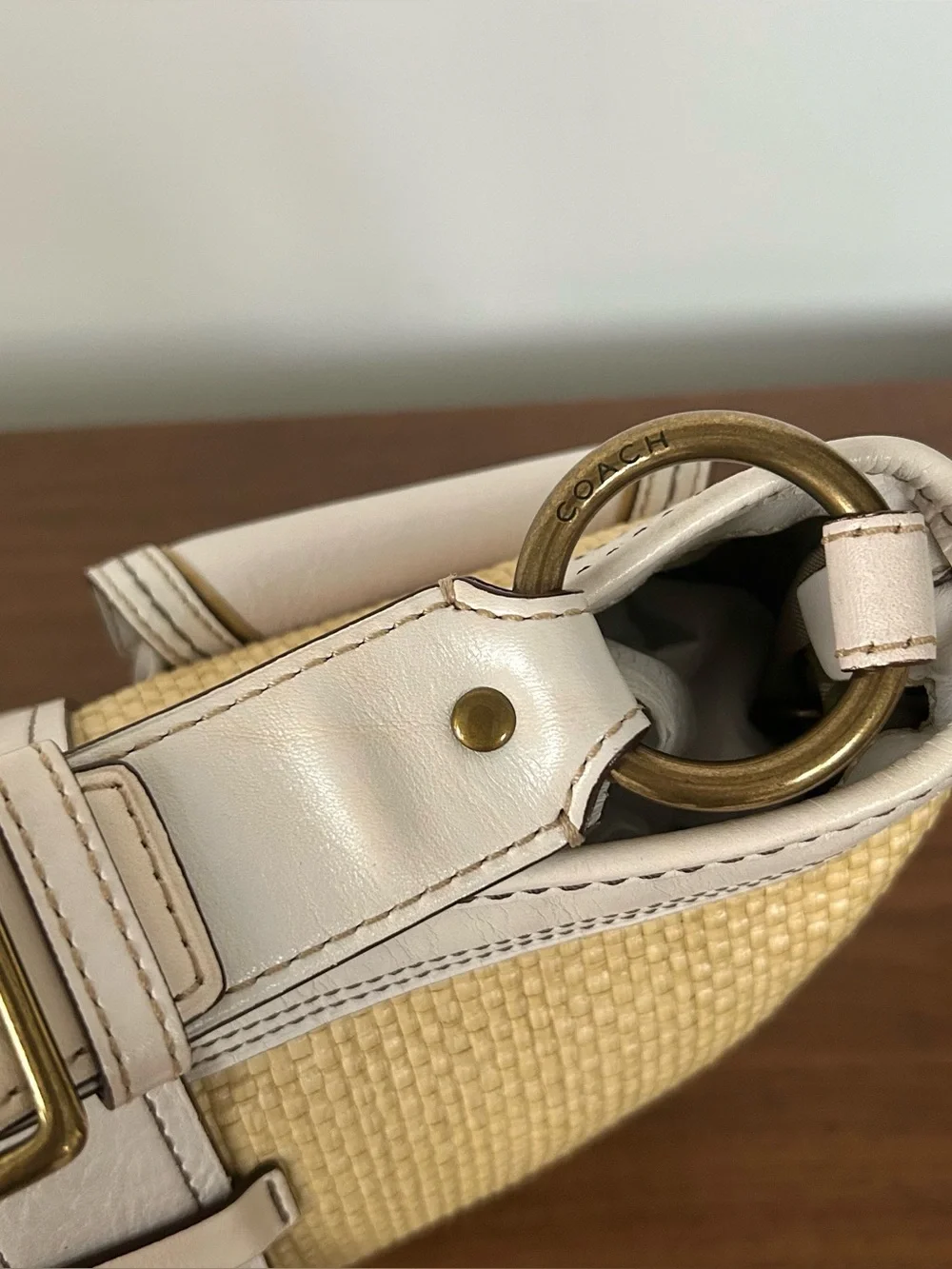 Vintage Coach Legacy Woven Straw Shoulder Bag